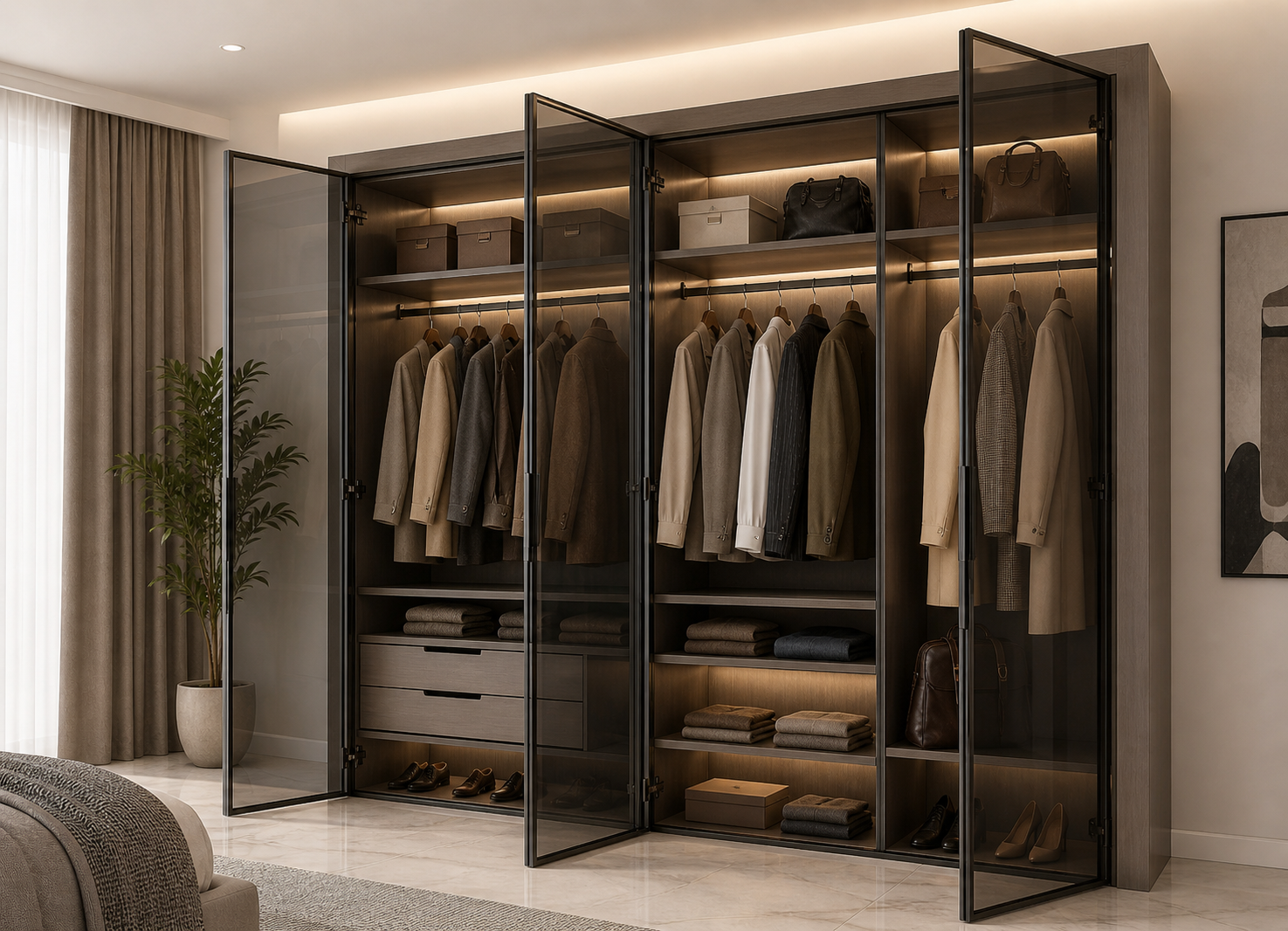 Openable Glass Wardrobe Doors